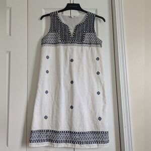 beachlunchlounge White and Blue Patterned Dress 100% Cotton